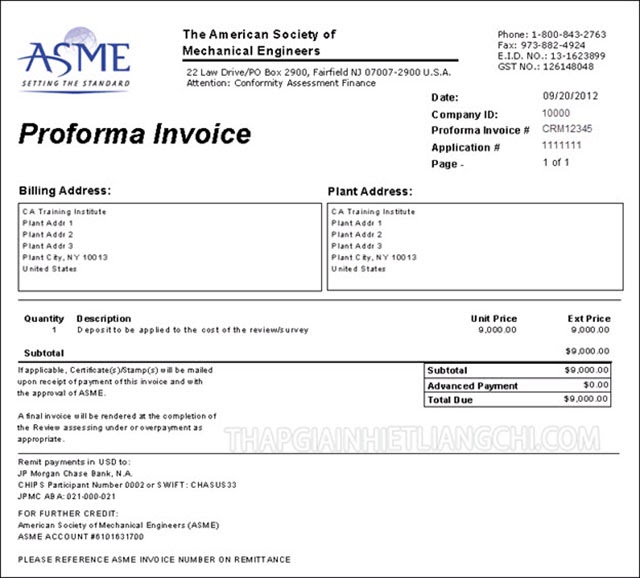 mẫu proforma invoice