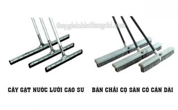 Cây gạt nước sàn nhà lưỡi cao su và bàn chải cọ sàn có cán dài