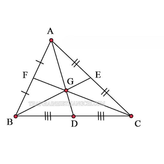 BF, AD, CE là ba đường trung tuyến của tam giác ABC
