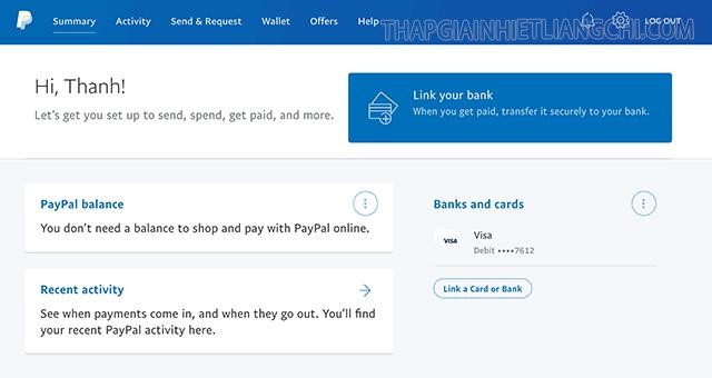 kết tài khoản ngân hàng với Paypal