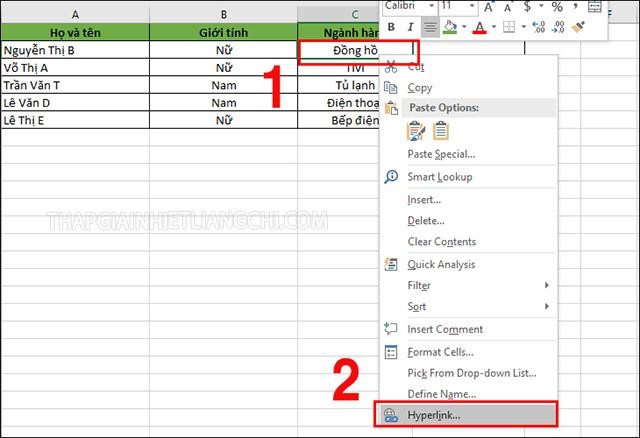 Cách tạo Hyperlink với sheet có sẵn trong trang tính Excel