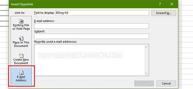 chọn E-mail Address