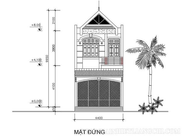 Ví dụ về bản vẽ xây dựng nhà 2 tầng