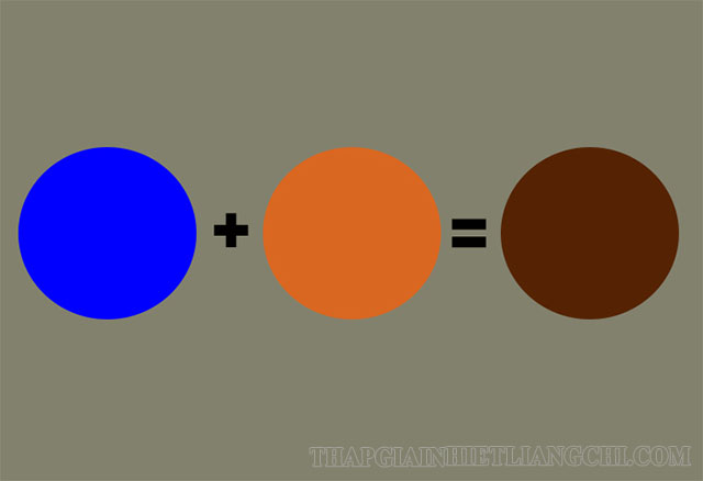 Sự kết hợp giữa xanh dương và cam cho ra màu nâu