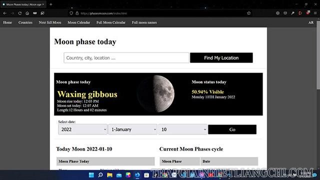 Trang web Moon Phases today