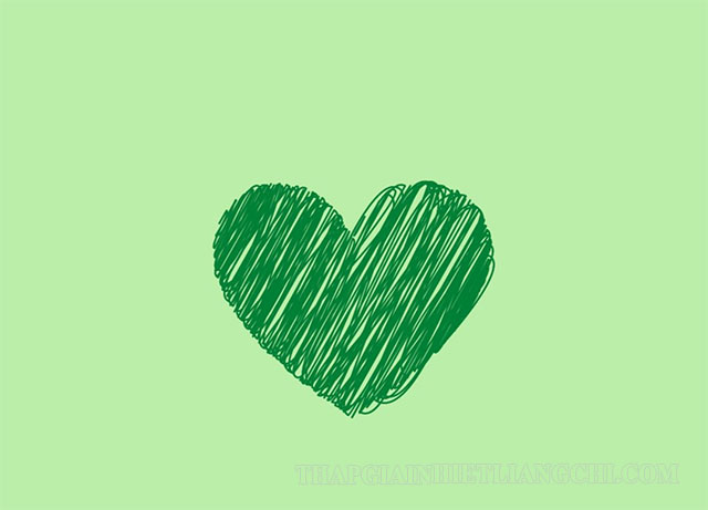 Biểu tượng trái tim màu xanh lá thể hiện cho nguồn năng lượng tích cực
